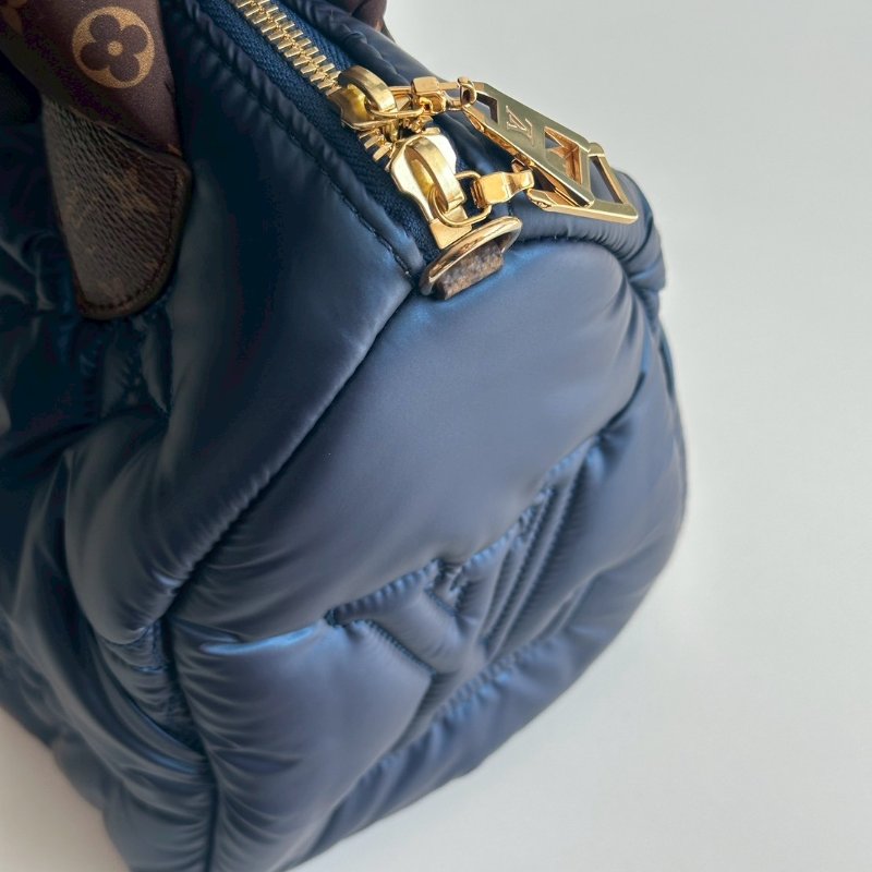 99新🆕 Louis Vuitton LV 路易威登 Bandoulière Speedy 25 炫藍色老花背帶-13
