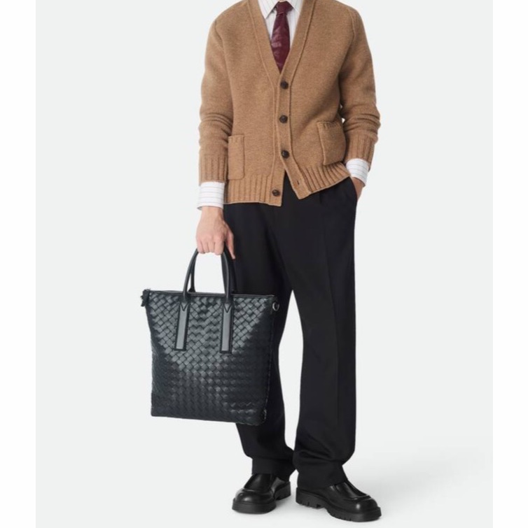 Bottega Veneta 男士 Intrecciato 拉鍊單肩包均碼碼39cm*8.5cm*33.5cm-3