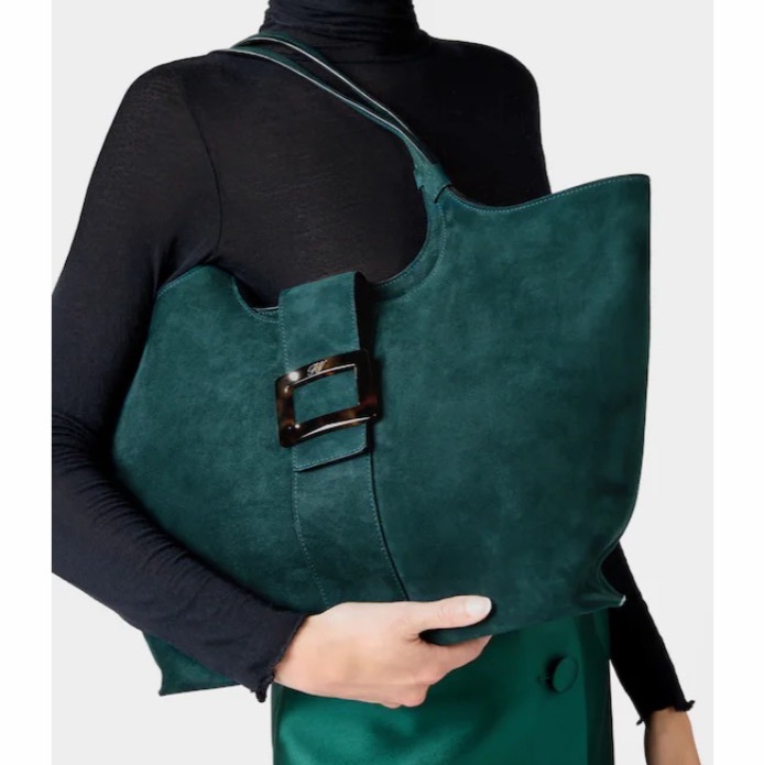 Roger Vivier 女士 Belle Vivier 中號絨面購物袋均碼碼中號、43cm*19cm*26cm-4