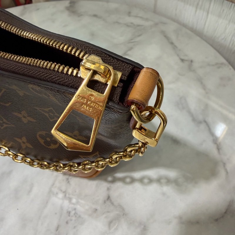 LV 原花Boulogne PM金釦肩斜背牛角包M45832-7