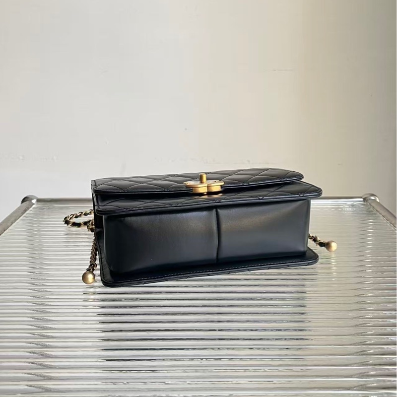 Chanel/香奈兒黑金雙金珠大號,金珠可調節鏈條尺寸絕美,尺寸:22 × 14 × 8-4