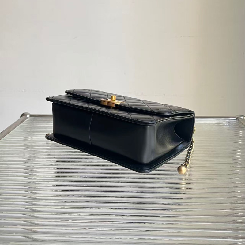 Chanel/香奈兒黑金雙金珠大號,金珠可調節鏈條尺寸絕美,尺寸:22 × 14 × 8-5