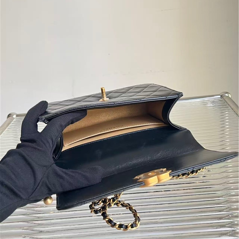Chanel/香奈兒黑金雙金珠大號,金珠可調節鏈條尺寸絕美,尺寸:22 × 14 × 8-6