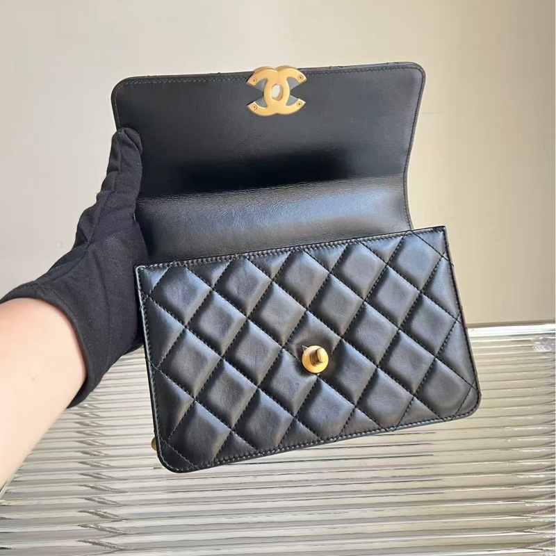 Chanel/香奈兒黑金雙金珠大號,金珠可調節鏈條尺寸絕美,尺寸:22 × 14 × 8-7