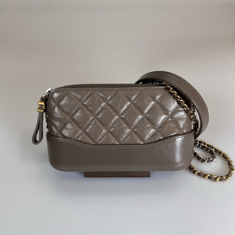 CHANEL 流浪包雙層WOC 包 MINI 大象灰 A94505/保卡款26開-0