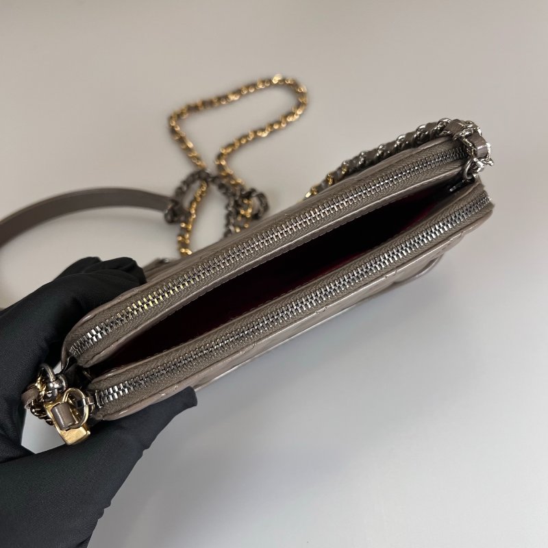 CHANEL 流浪包雙層WOC 包 MINI 大象灰 A94505/保卡款26開-4