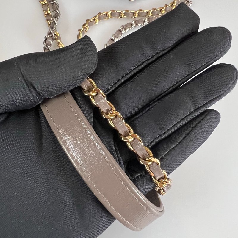 CHANEL 流浪包雙層WOC 包 MINI 大象灰 A94505/保卡款26開-11