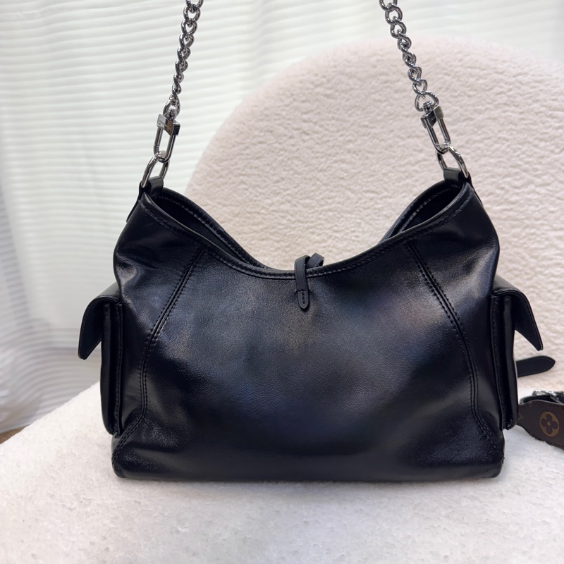 LV 黑武士大全配Louis Vuitton 黑色小羊皮 CarryAll Cargo Vibe PM 肩背包 原花拼接 M24861-13