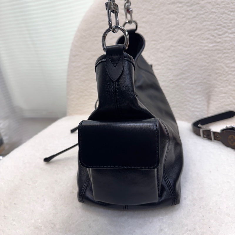 LV 黑武士大全配Louis Vuitton 黑色小羊皮 CarryAll Cargo Vibe PM 肩背包 原花拼接 M24861-15