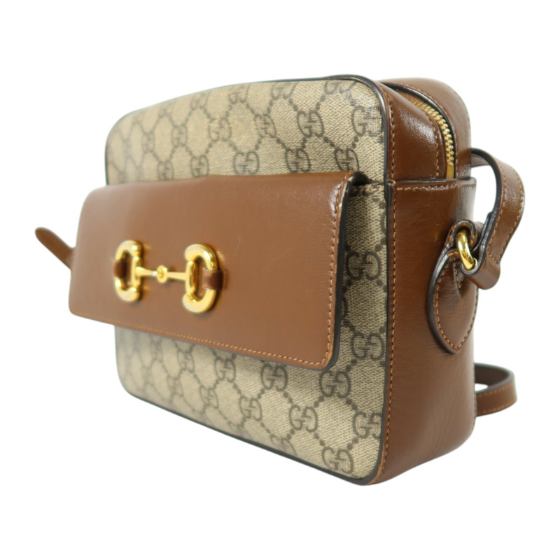 GUCCI 塗層帆布Horsebit 1955金扣肩背袋-2