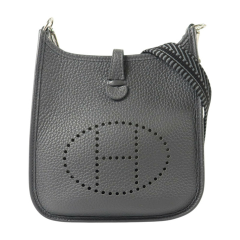 HERMES Clemence皮革Evelyne TPM銀扣肩背袋Gris Misty