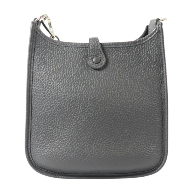 HERMES Clemence皮革Evelyne TPM銀扣肩背袋Gris Misty-1