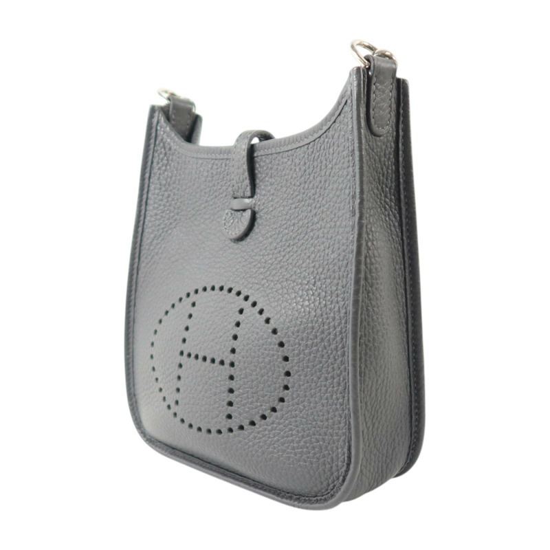 HERMES Clemence皮革Evelyne TPM銀扣肩背袋Gris Misty-2