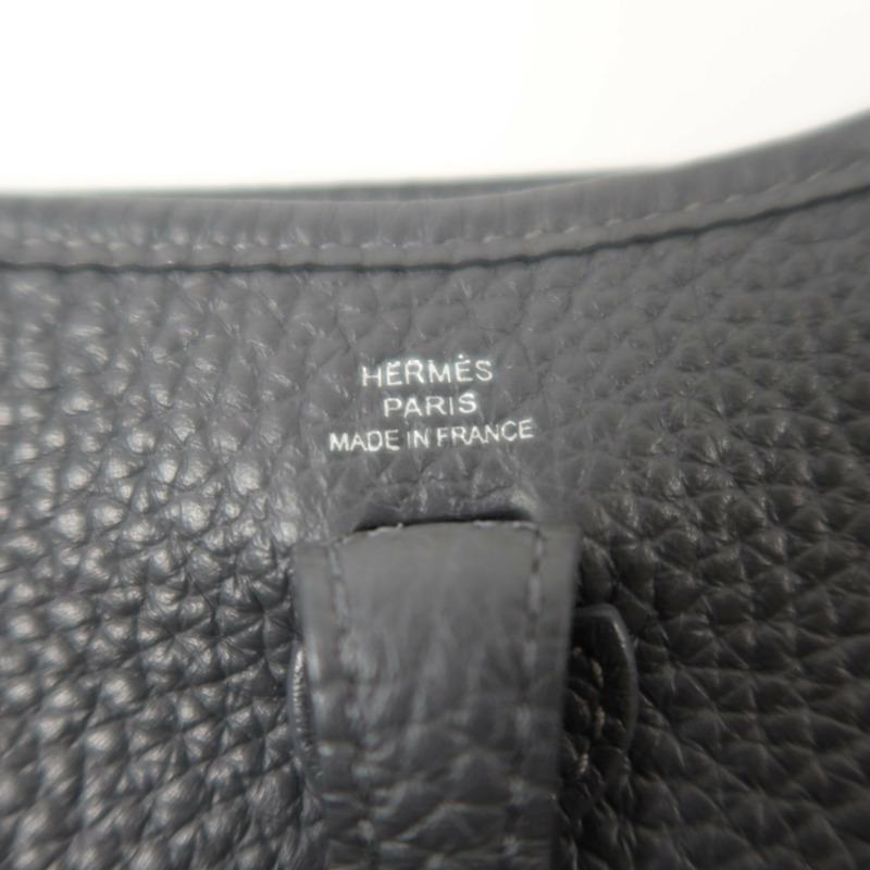 HERMES Clemence皮革Evelyne TPM銀扣肩背袋Gris Misty-5