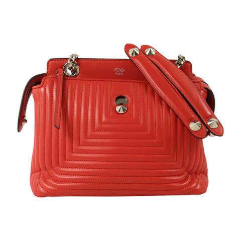 FENDI 牛皮皮革Dotcom Click銀扣鏈帶肩背袋