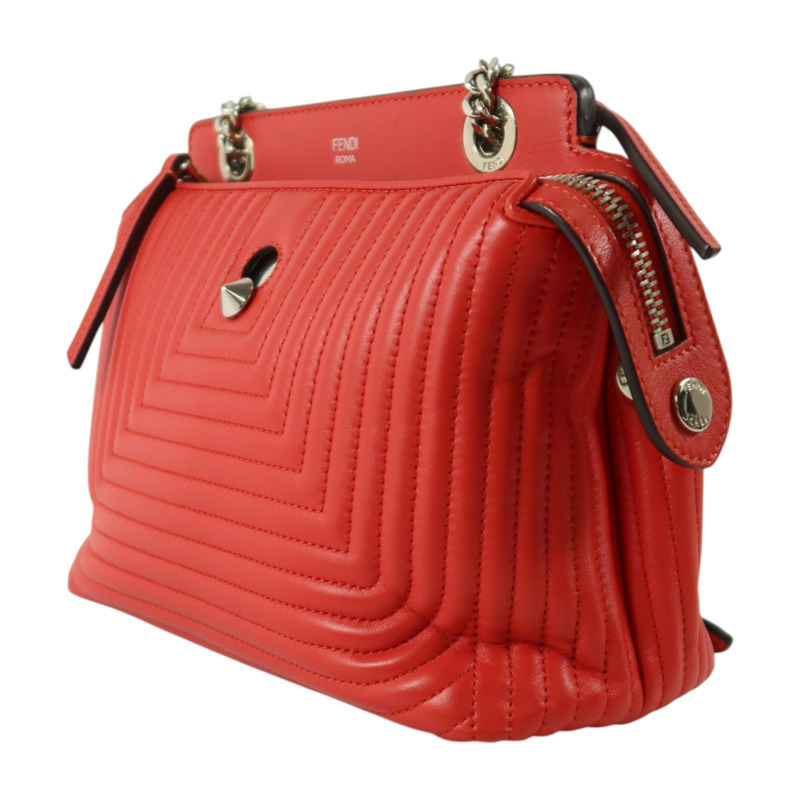 FENDI 牛皮皮革Dotcom Click銀扣鏈帶肩背袋-2