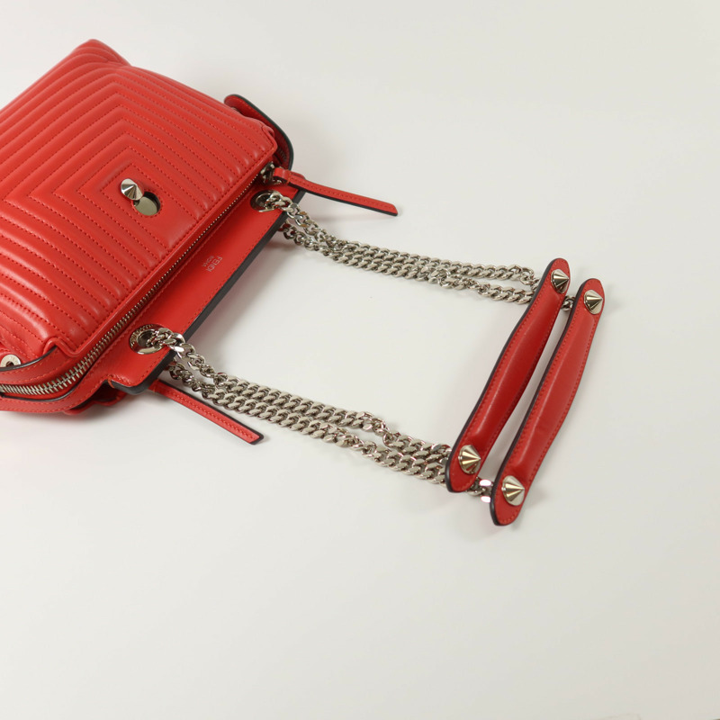 FENDI 牛皮皮革Dotcom Click銀扣鏈帶肩背袋-8