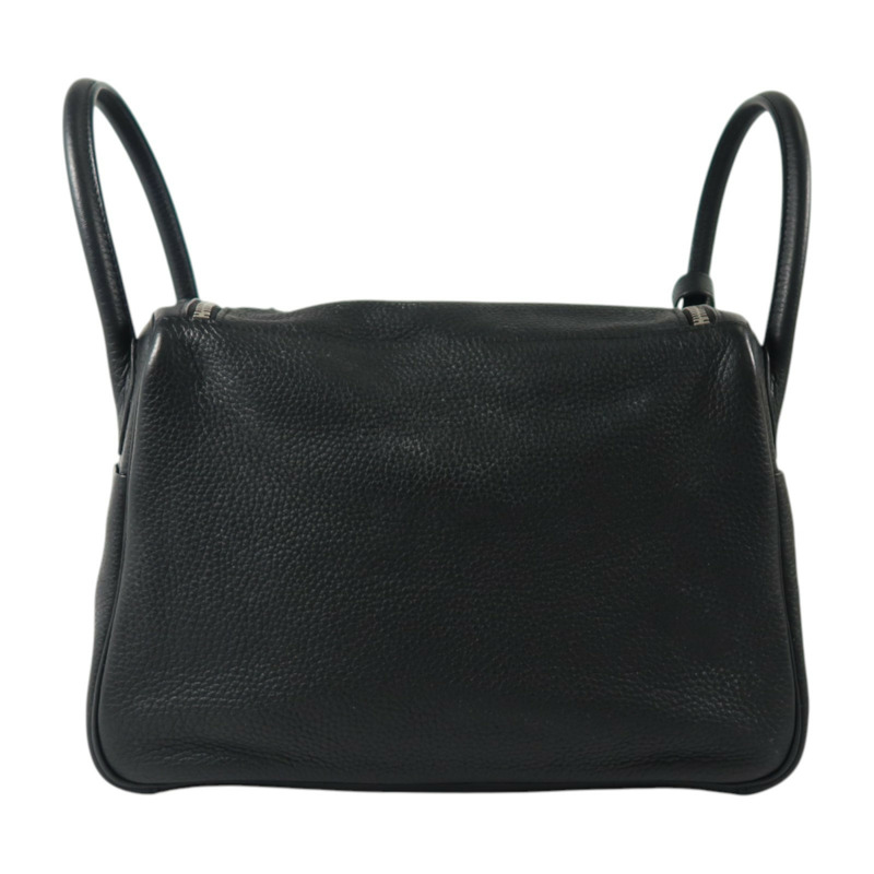 HERMES Clemence皮革Lindy 30銀扣手挽肩背兩用袋Noir-1