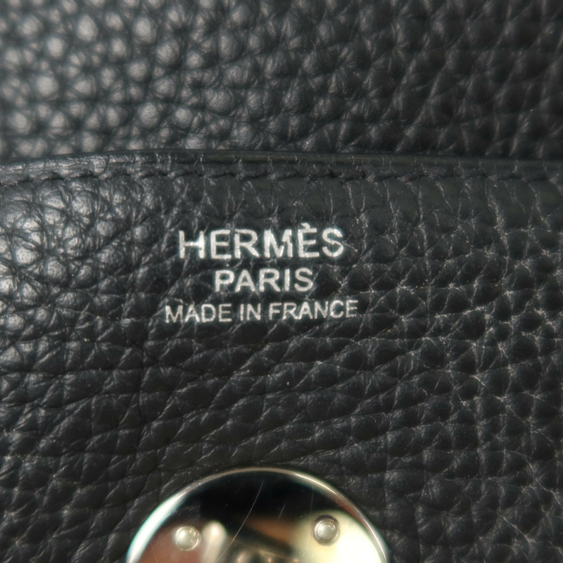 HERMES Clemence皮革Lindy 30銀扣手挽肩背兩用袋Noir-5
