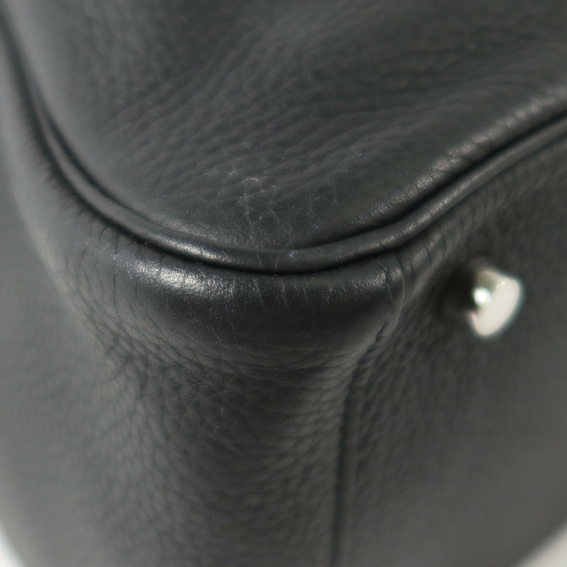 HERMES Clemence皮革Lindy 30銀扣手挽肩背兩用袋Noir-10