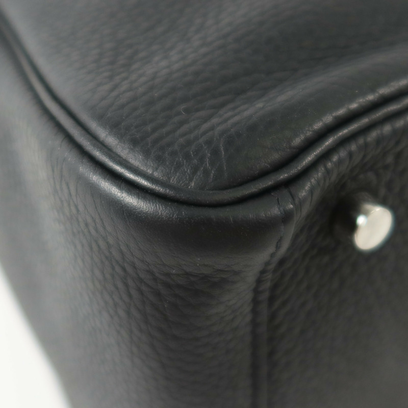 HERMES Clemence皮革Lindy 30銀扣手挽肩背兩用袋Noir-12