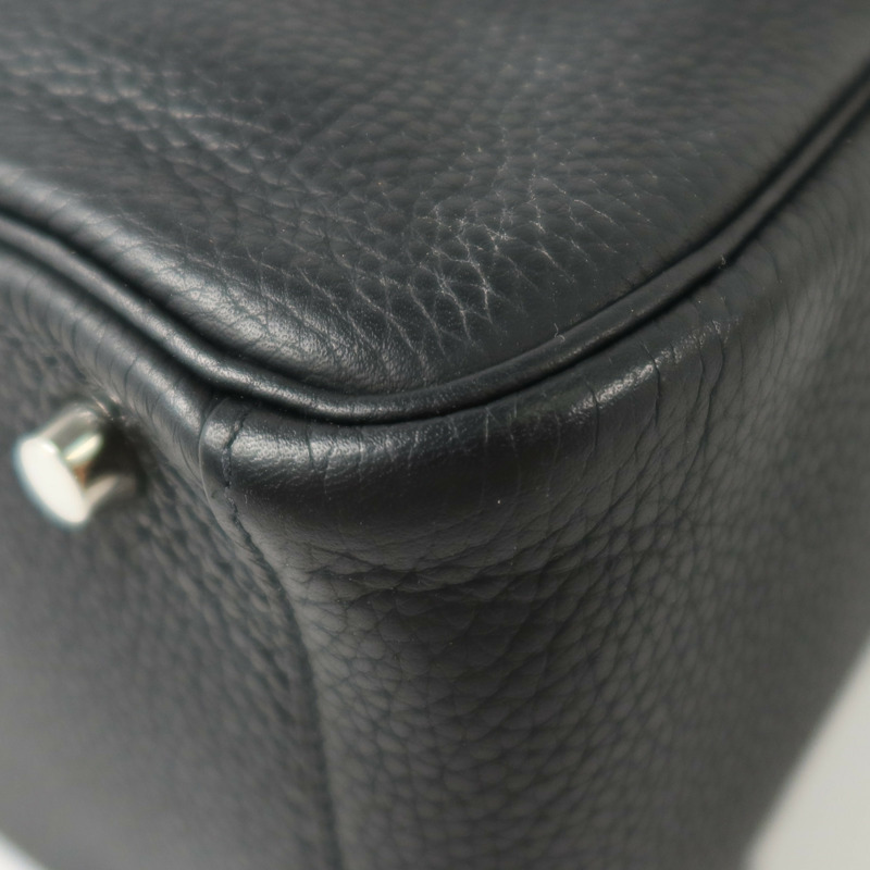 HERMES Clemence皮革Lindy 30銀扣手挽肩背兩用袋Noir-13