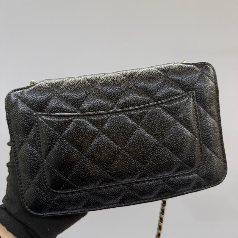 CHANEL 香奈兒 黑色菱格紋牛皮拼尼龍Foldable 購物袋/鏈條肩背包 兩用包-1