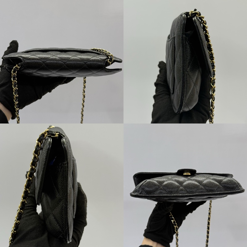 CHANEL 香奈兒 黑色菱格紋牛皮拼尼龍Foldable 購物袋/鏈條肩背包 兩用包-5