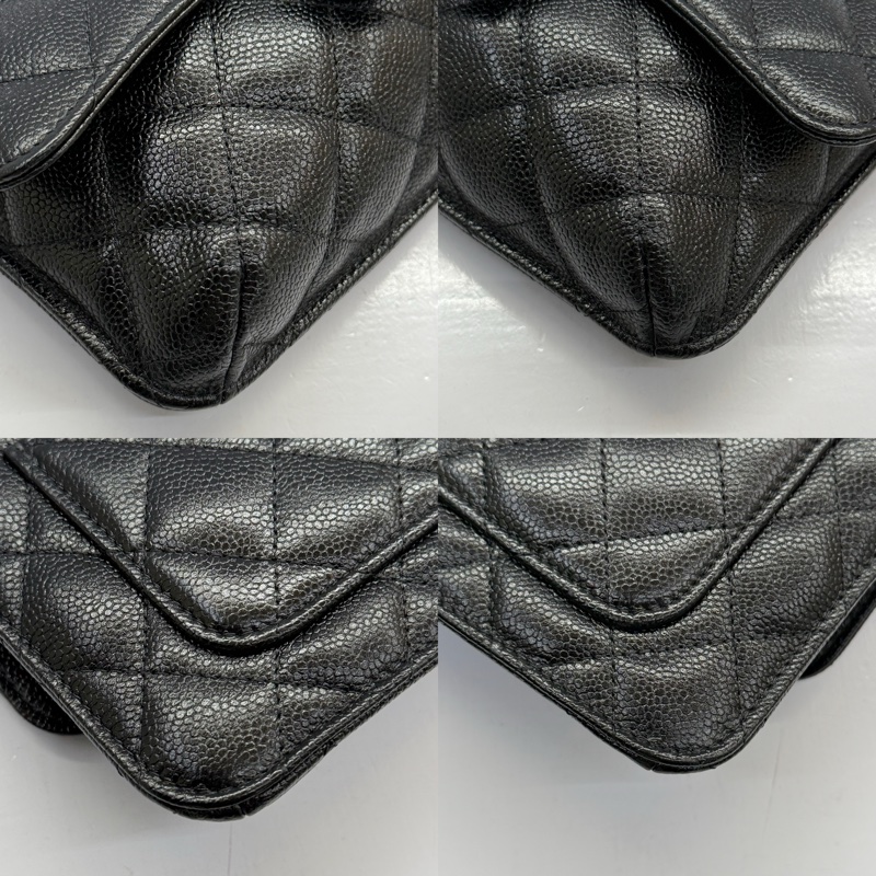 CHANEL 香奈兒 黑色菱格紋牛皮拼尼龍Foldable 購物袋/鏈條肩背包 兩用包-6