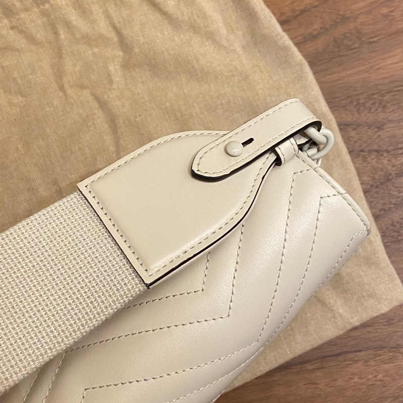 GUCCI marmont 白色馬蒙法棍包 附鏈條背帶兩用款-5
