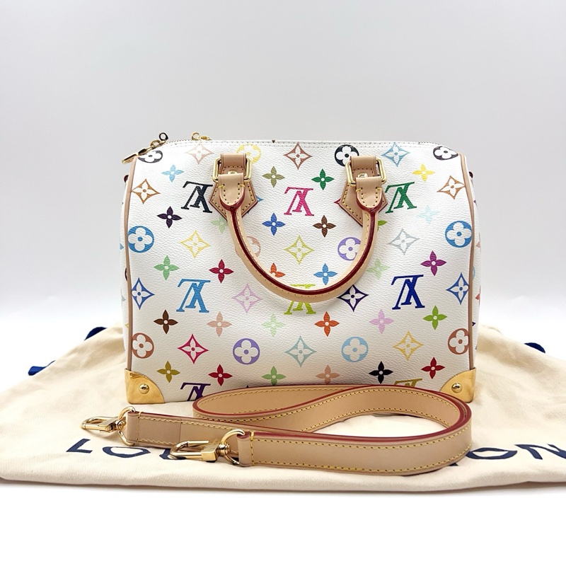 LV白三彩speedy25 村上隆限定 手提包斜挎包-1