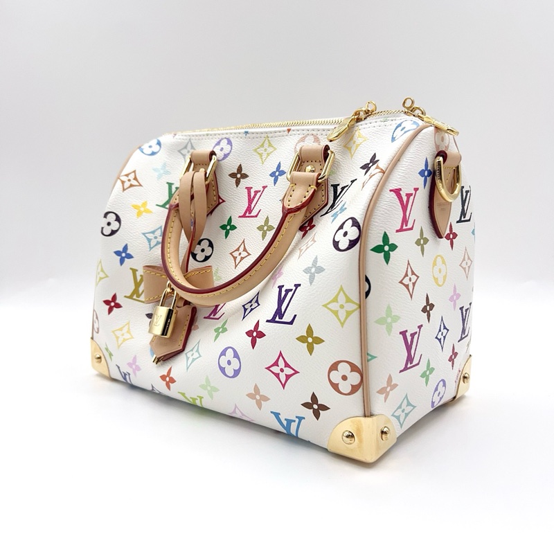 LV白三彩speedy25 村上隆限定 手提包斜挎包-2