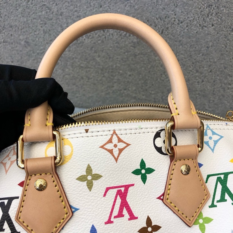 LV白三彩speedy25 村上隆限定 手提包斜挎包-8