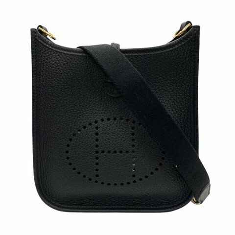 HERMES 愛馬仕 EVELYNE TPM 側背包 皮革 黑色 金釦