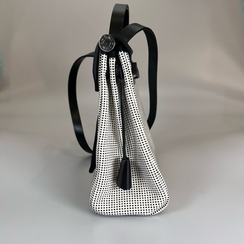 HERMES Z刻 帆布拚黑色 HERBAG 31包-3
