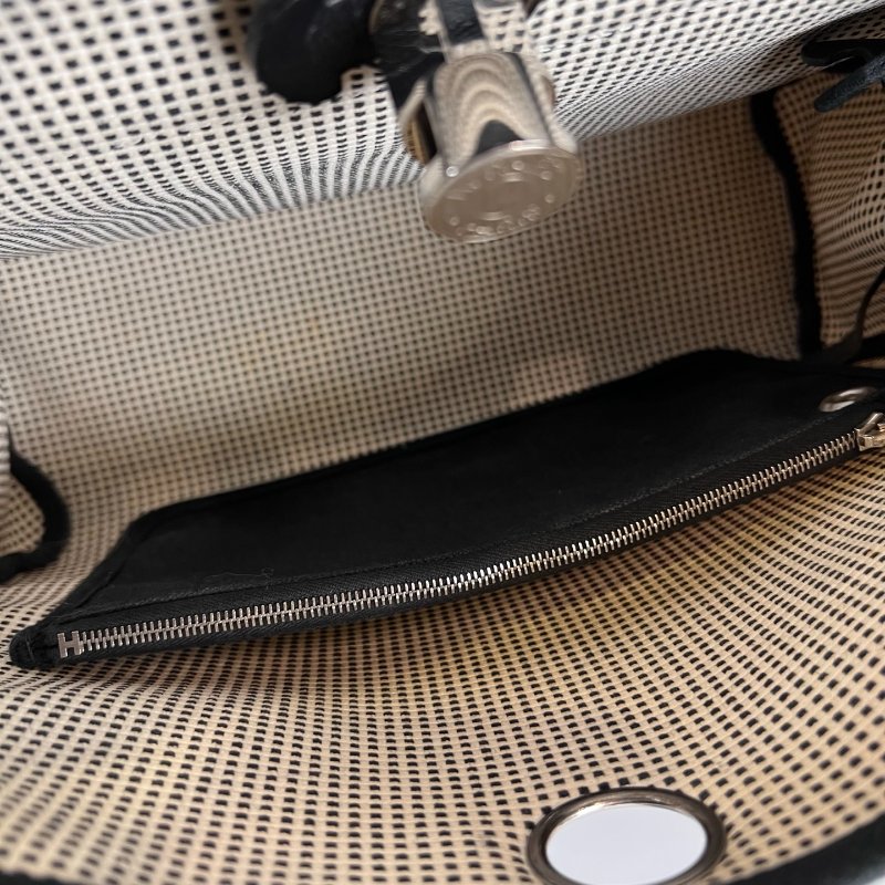 HERMES Z刻 帆布拚黑色 HERBAG 31包-5