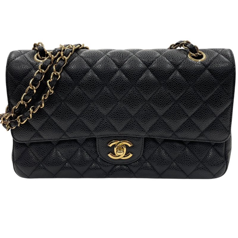 CHANEL 香奈兒 MATELASSE CF25 肩背包 荔枝牛皮 黑色 金釦-0