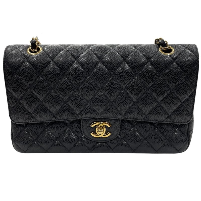 CHANEL 香奈兒 MATELASSE CF25 肩背包 荔枝牛皮 黑色 金釦-1