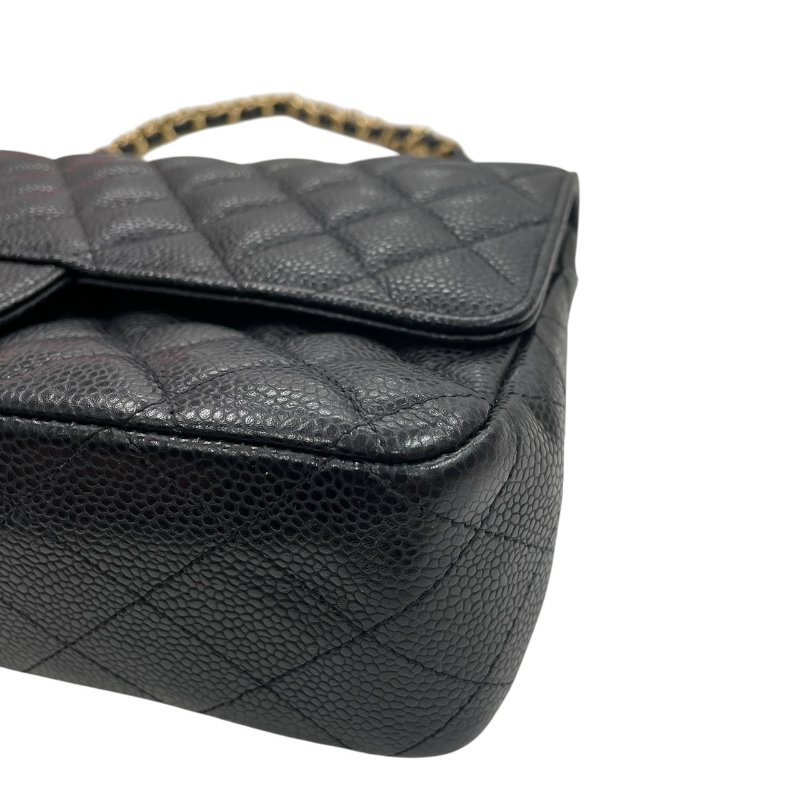 CHANEL 香奈兒 MATELASSE CF25 肩背包 荔枝牛皮 黑色 金釦-7