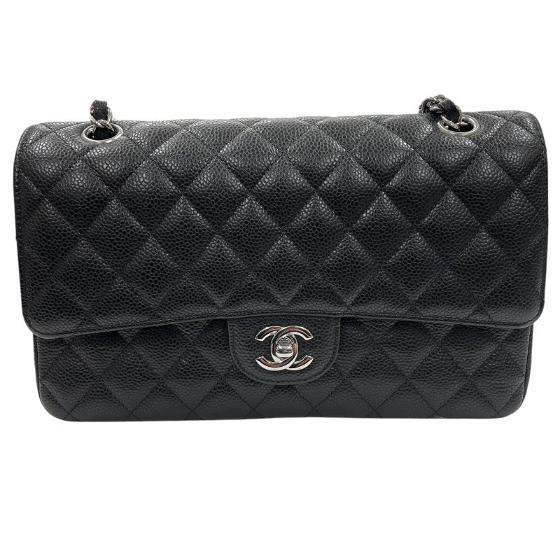 CHANEL 香奈兒 MATELASSE CF25 肩背包 荔枝牛皮 黑色 銀釦-1