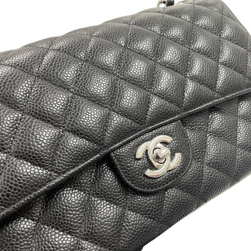 CHANEL 香奈兒 MATELASSE CF25 肩背包 荔枝牛皮 黑色 銀釦-10