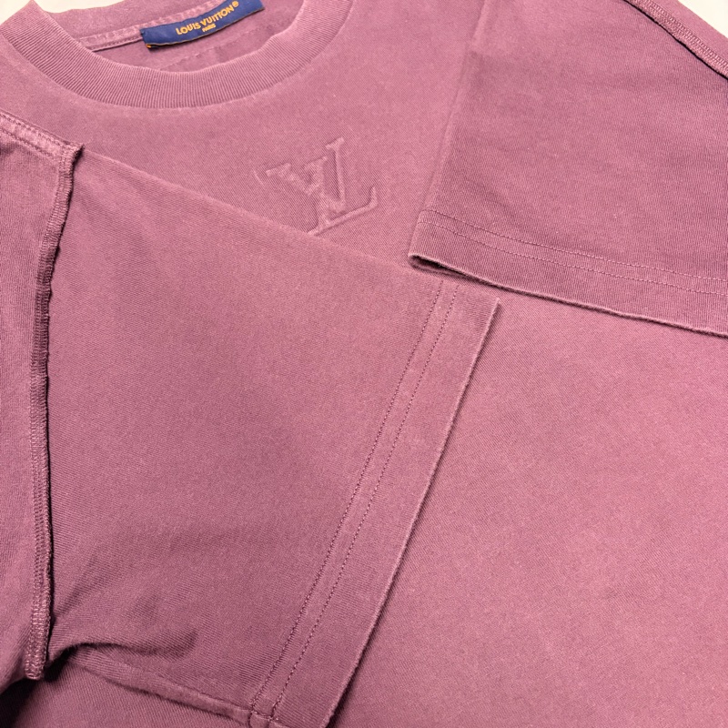LV路易威登 LOUIS VUITTON 95新浮雕LOGO紫色S 短袖T恤-14