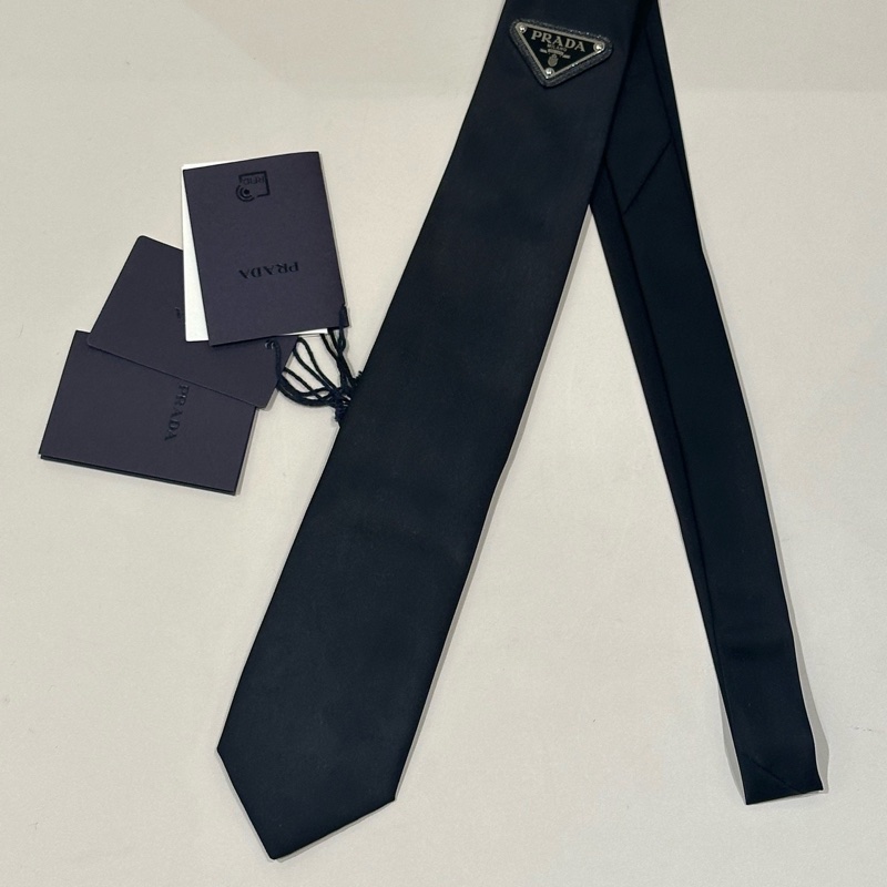 🌷全新可送禮！Prada 尼龍三角logo Nylon 領帶 黑-3