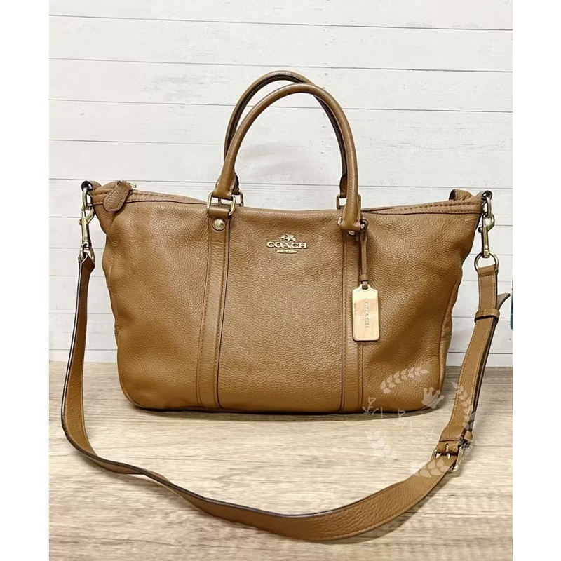 ~~趴趴小舖~~近全新正品Coach 越南製全皮革 F55662波士頓包/斜背包/托特包(2602091789)-0