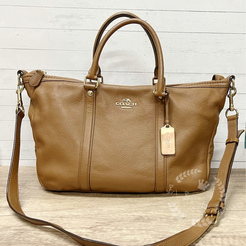 ~~趴趴小舖~~近全新正品Coach 越南製全皮革 F55662波士頓包/斜背包/托特包(2602091789)-5