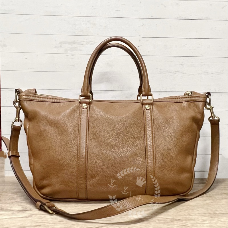~~趴趴小舖~~近全新正品Coach 越南製全皮革 F55662波士頓包/斜背包/托特包(2602091789)-6