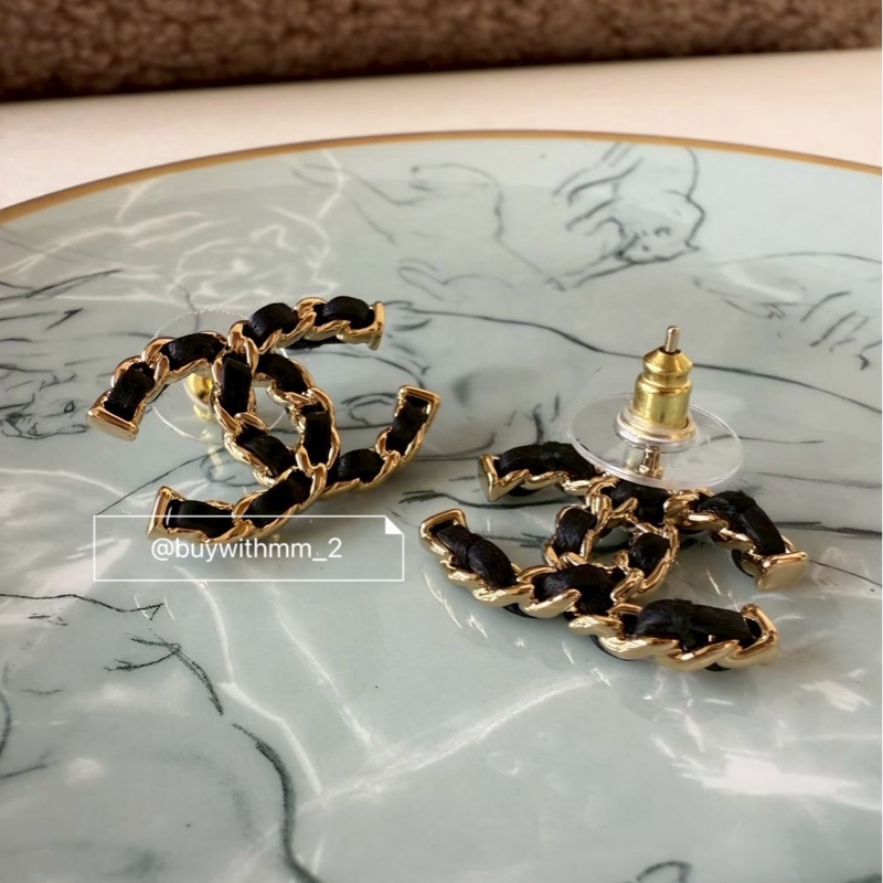 現貨💎香奈兒 26P皮穿鏈耳環 雙C/CC-3