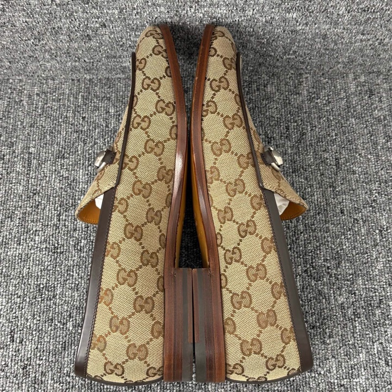 閒置新Gucci 古馳 烏木色老花銀色馬銜扣樂福鞋41碼 🧡-2
