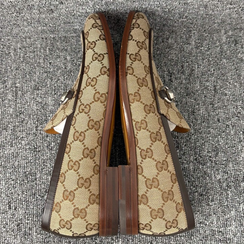 閒置新Gucci 古馳 烏木色老花銀色馬銜扣樂福鞋41碼 🧡-3