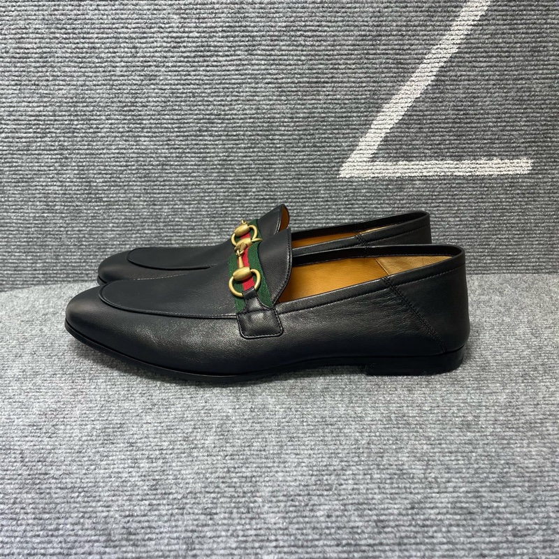 閒置未使用Gucci 古馳 黑色皮面金色馬銜扣樂福鞋42.5碼 🧡-1